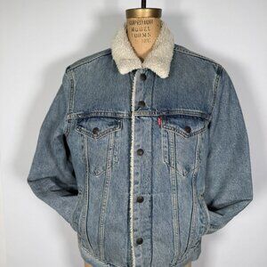 Levi's Denim Sherpa Lined Trucker Denim Jeans Jacket